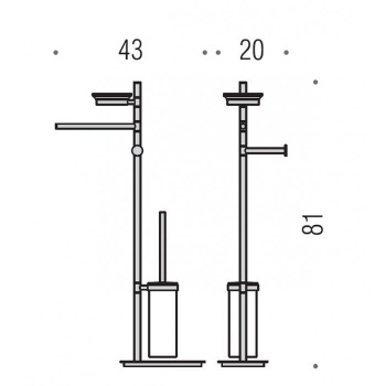 Стойка с аксессуарами Colombo Square 81см, мыльница, полотенцедержатель, туалетный ерш, держатель для туалетной бумаги, хром B9903.CR
