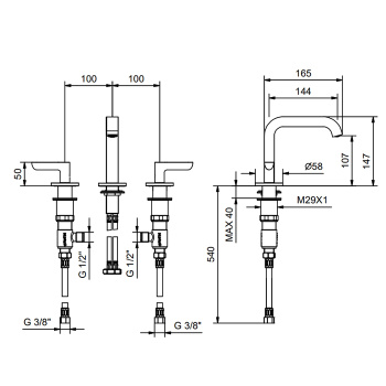 Смеситель для раковины Fantini Icona Deco 53 P5 R106W нержавеющая сталь