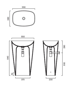 Раковина 55×38 h85 Catalano Green Tortora satinato 0428551032
