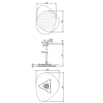 Верхний душ Cloud Fima Carlo Frattini Wellness в комплекте с потолочным держателем 300, верхняя пластина хром, хром F2652CCR