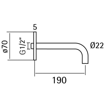 Излив Cisal Xion 190мм, нержавеющая сталь AISI 304 XI000240D1