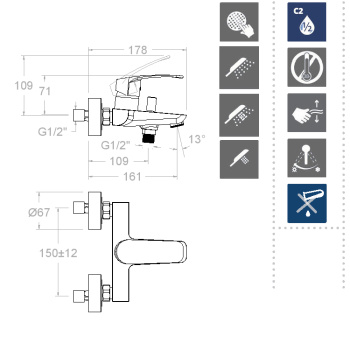 Смеситель для ванны Ramonsoler New Fly с душевым комплектом чёрный 570502BTNM