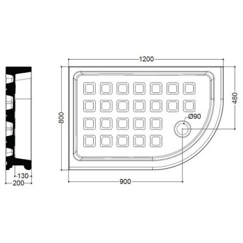 Поддон керамический полукруглый ассиметр Kerasan Retro 80х120, SX, диаметр слива 90, белый 1333bi