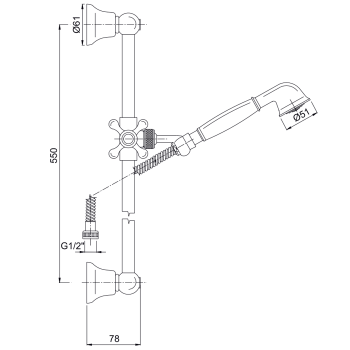 Душевая штанга с ручным душем и металлическим шлангом Fima Carlo Frattini Wellness 1500, античная медь F2044RA