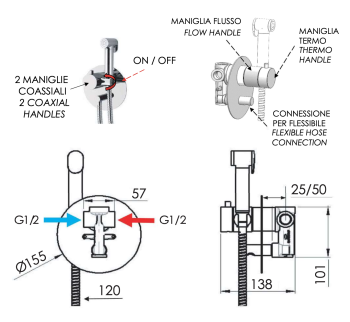 Гигиенический душ Daniel Suvi Thermo ST206424DCDP золото брашированное