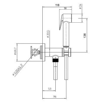 Bossini Paloma Гигиенический душ с прогрессивным смесителем, лейка металлическая, шланг 125см., цвет: белый матовый E37007B.045