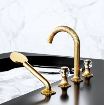 Смеситель для раковины Jorger Cronos Crystal 637.30.300.020-11 золото