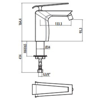 Смеситель для биде Gattoni Boomerang на 1отверстие, хром 4552/45С0cr