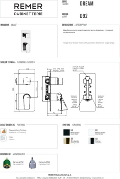 Смеситель для душа Remer Dream  хром D92