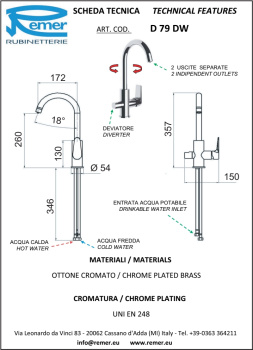 Смеситель для кухни Remer Dream  хром D79DW