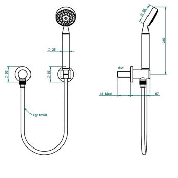 Душевой комплект с ручным душем THG Island U5B-F30-52 soft gold