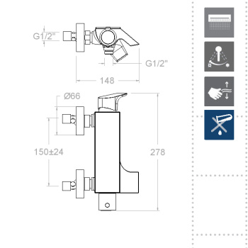 Смеситель для ванны Ramonsoler Urban Chic с каскадным изливом 210501S