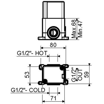 Внутренняя часть- Plumberia Selection Box встраив. есителя д.душа на 1 вых, INT9035