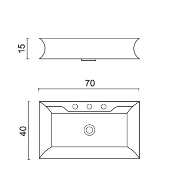 Раковина Oasis Lutetia 700х400х150 для установки на столешницу, с 3 отверстиями для смесителя, в комплекте с донным клапаном Click-Clack, белый OPT95