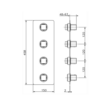 Cмеситель для душа Cisal Cubic термостат, 3 положения, хром (без внутренней части ZA01V300) CU01V30021