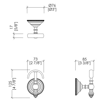 Крючок вешалка Devon&Devon Black Diamond декоративные элементы черного, крючка хром BLKD522CR