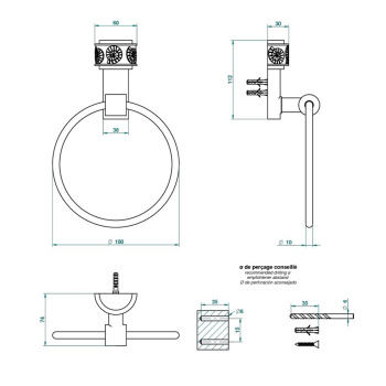 Полотенцедержатель THG Island U5B-F30-504N soft gold