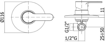 Смеситель для ванны с душем Paffoni Tilt TI022CR