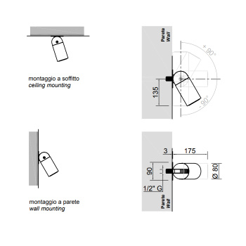 Настенная или потолочная душевая лейка Antonio Lupi Azimut 8, с регулируемым потоком, шлифованная сталь А0002423481