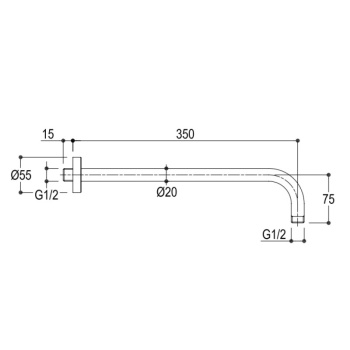 Держатель верхнего душа Ritmonio Shower 35 см хром Q0BA606CRL