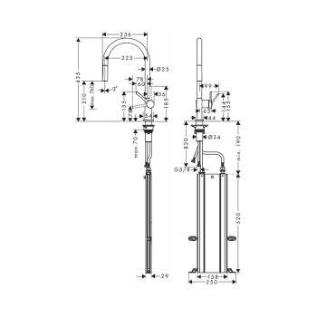 Смеситель для кухни Hansgrohe Talis M54 72803670, чёрный матовый