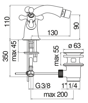 Смеситель для биде Nobili Grazia GRC5119/6GDP золото