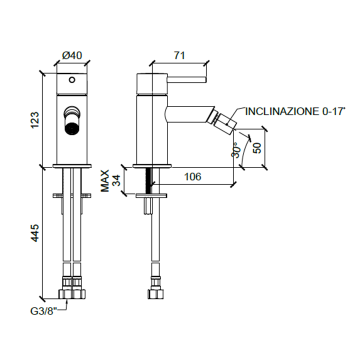 Смеситель на биде Almar Bidet оружейный металл брашированный pvd E214003.GM