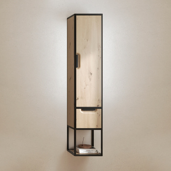 Burgbad VRY Шкаф 36х34х174см, подвесной, правый, 1 дверь, 1 ящик, 1 полка, ручки черные матовые, цвет Eiche Dekor Urban SGWN035R F6020