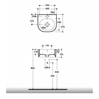 Раковина Kerasan Flo 40x37, с 1 отв под смеситель, белый 314901*1