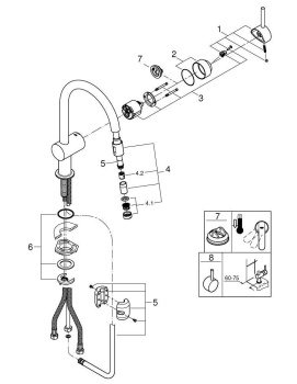 Смеситель однорычажный для мойки, GROHE Minta, с выдвижным изливом, хром, 32918000