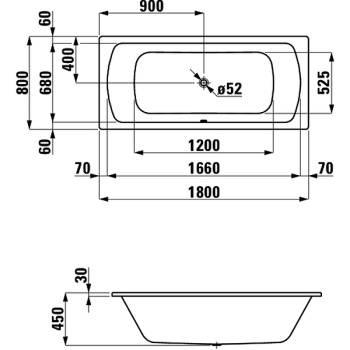 Стальная ванна Laufen Pro 180x80 2.2795.0.600.040.1
