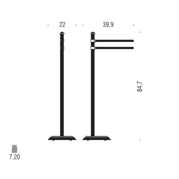 Стойка с Colombo Hermitage 2-мя полотенцедержателями напольная, 84.7см, античная бронза B3338.OA