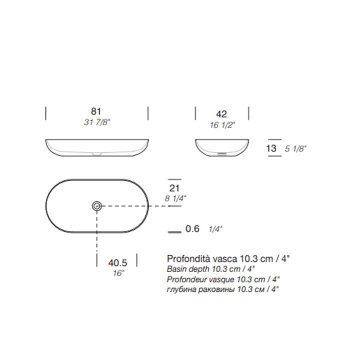 Раковина накладная Noorth Milldue Edition Blend 81х42хh13, из CRISTALPLANT, без отв для е, без перелива, с донным клапаном, белый матовый 8888.19*0 Bianco Opaco