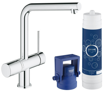 Комплект со смесителем для кухни GROHE Blue Minta New Pure фильтрация, L-излив, хром 31345002