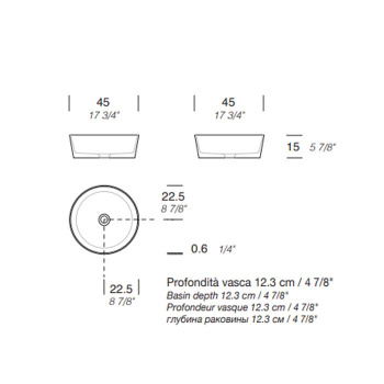 Раковина чаша Milldue KEEL 45 из CRISTALPLANT ,45х16, без отв для смесителя, белый матовый 8896*0 Bianco Opaco