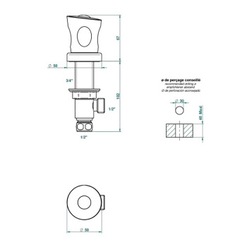 Вентиль смесителя для раковины THG Bagatelle Pierre Noire U3E-A02-35 хром