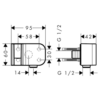 Axor One Шланговое подсоединение с держателем ручного душа цвет: шлифованный черный хром 45723340