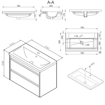 Тумба с раковиной AM.PM Pulse 75 M91-FHX0752-WCC0752WG