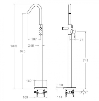 Смеситель для ванны Ramonsoler Odisea напольный черный 398503SNM