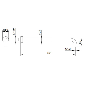 Держатель верхнего душа Fantini 450, настенный монтаж, Raw Metal PVD 86 Q8 8028
