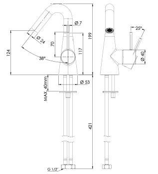 Смеситель для раковины Daniel Swing SG606NDP золото брашированное