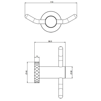 Крючок двойной Fima Carlo Frattini Accessori подвесной, чёрный матовый F6004T/2XNS
