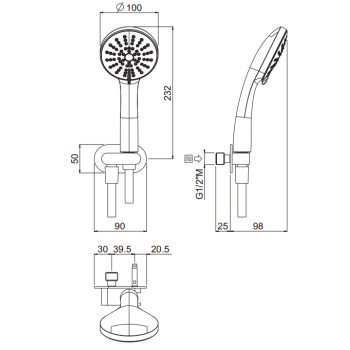 Душевой комплект с ручным душем Carimali Duplex шлангом 1500 мм. и держателем с подводом воды, хром 65460-CR