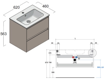 Тумба под раковину Berloni Bagno WAY BLOCK WAKBS2CEDIC 1428