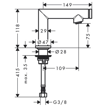 Axor Uno Кран для раковины 80, излив: 109мм, цвет: шлифованный никель 45130820