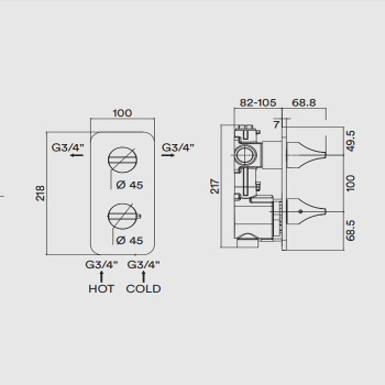 Bossini Apice Смеситель для душа, встраиваемый, термостатический, цвет: хром Z035202.030