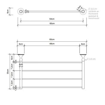 Полотенцедержатель Decor Walther Classic HTA 60x25 подвесной, золото 512520
