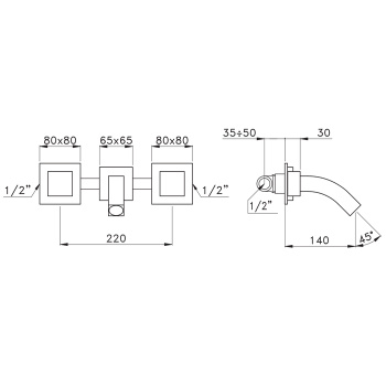 Встраиваемый смеситель для раковины Stella Bamboo Quadro 3250tr BQ 01302 CR00 хром