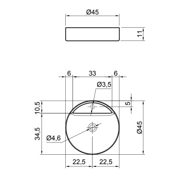 Раковина на столешницу ANTONIO LUPI SIMPLO 45х11, без отв., для установки, с самотечным донным клапаном, Flumood, белый А0002449163