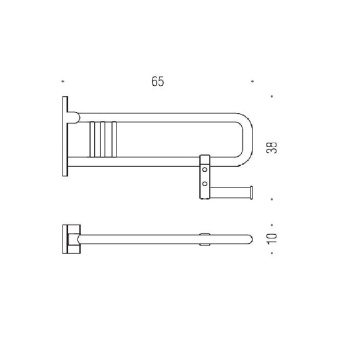 Поручень для инвалидов Colombo Complementi 65см, с держателем для туалетной бумаги., хром B9729.CR